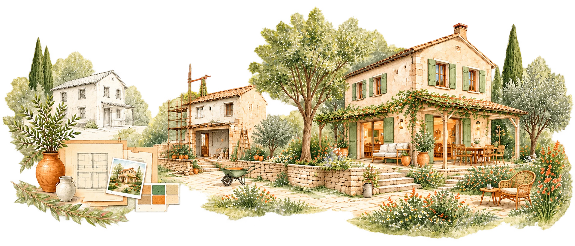 Évolution d’une maison, de l’esquisse architecturale à la maison habitée