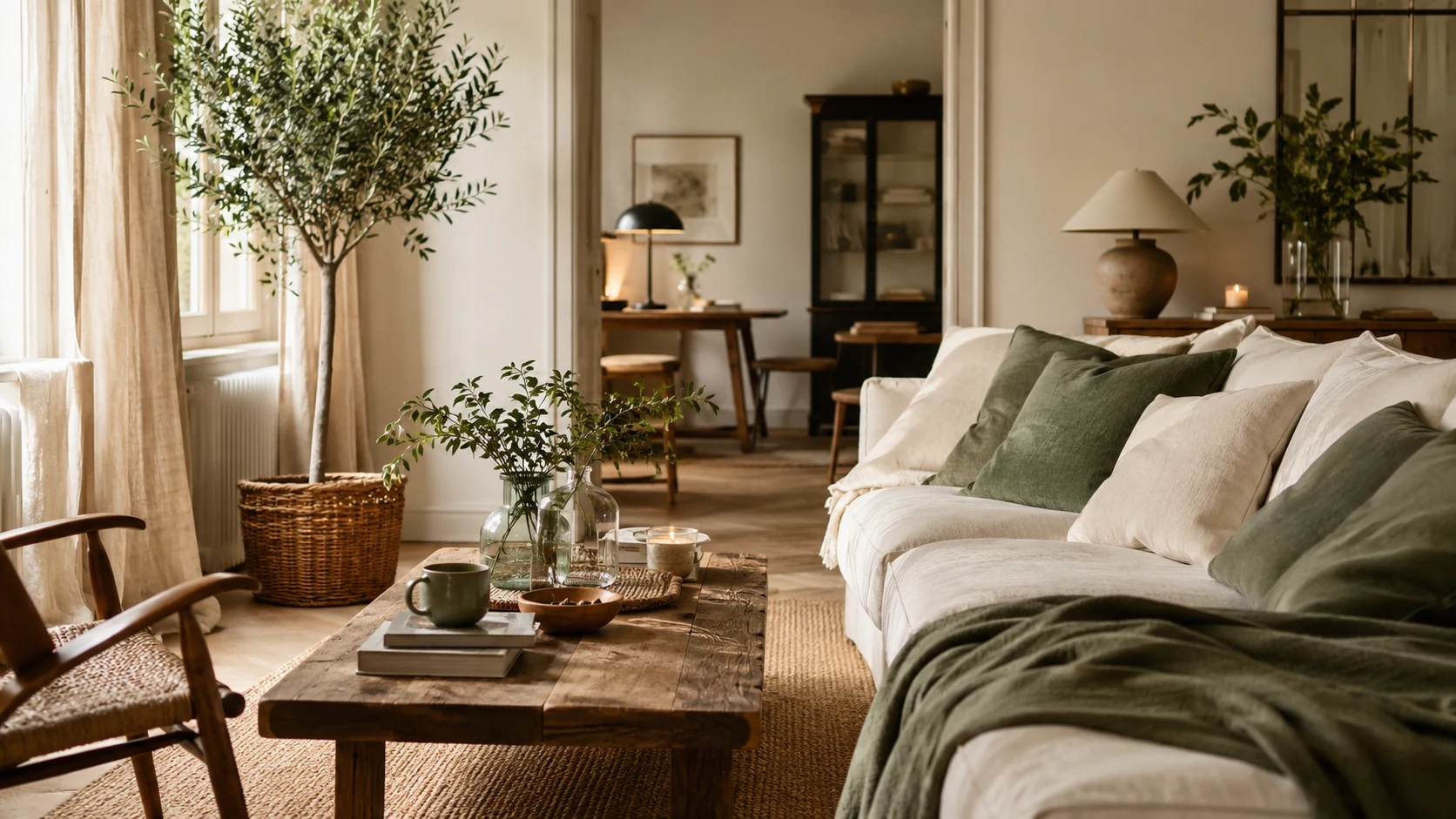 Salon chaleureux et vivant pour aménager et décorer la maison